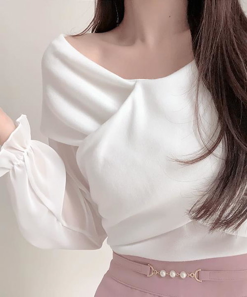 Amang Wrap Off Shoulder Knitwear Blouse 2color