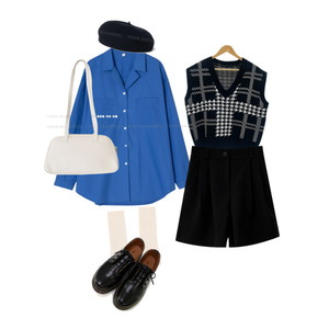 blouses,Cardigan/Vest,ShortPants 코디