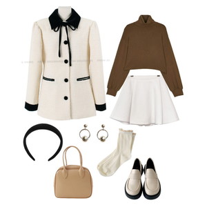 oldmoneyaesthetic,Darkacademia,Skirt,Tweed,Turtleneck,Loafer,일상,겨울데일리룩,모던시크,autumn,겨울 코디