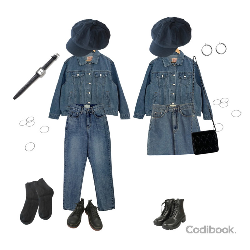 From Beginning 스퀘어 소가죽시계,RIGHT HERE 데일리 기본링 귀찌 EZ19 W,AFTERMONDAY thin layering ring등을 매치한 코디