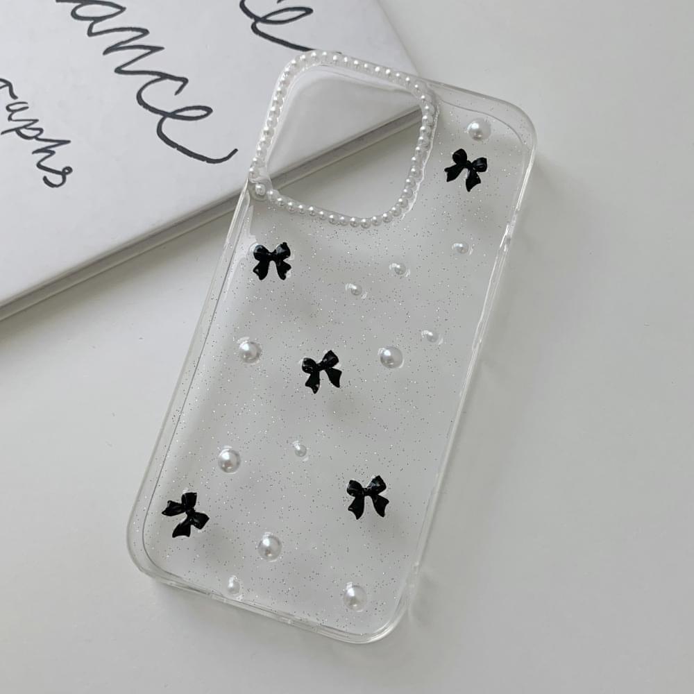 Pearl Ribbon Glitter Resin iPhone Case (Ships Today)