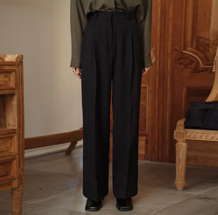 Front Pintuck Pocket Wide Slacks (Ships Today)