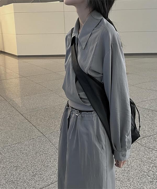 모댄 나일론 랩 블라우스 (3color)