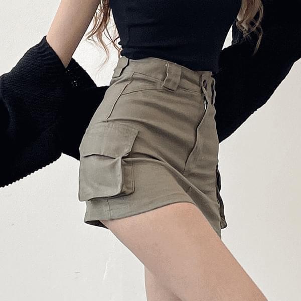 Hip Hae Street Cargo Biscuit Pocket Mini Skirt 3color (Ships Today)