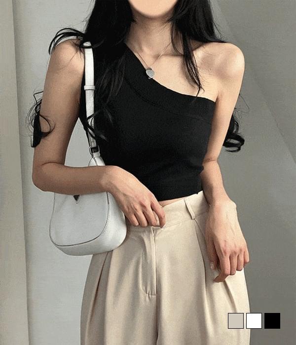 Mono One Shoulder Crop Knitwear Sleeveless (Ships Today)