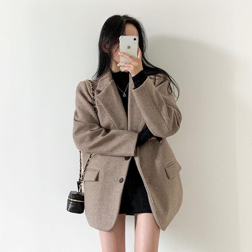 Notch Collar Belted Waist Jacket (Ships Today)