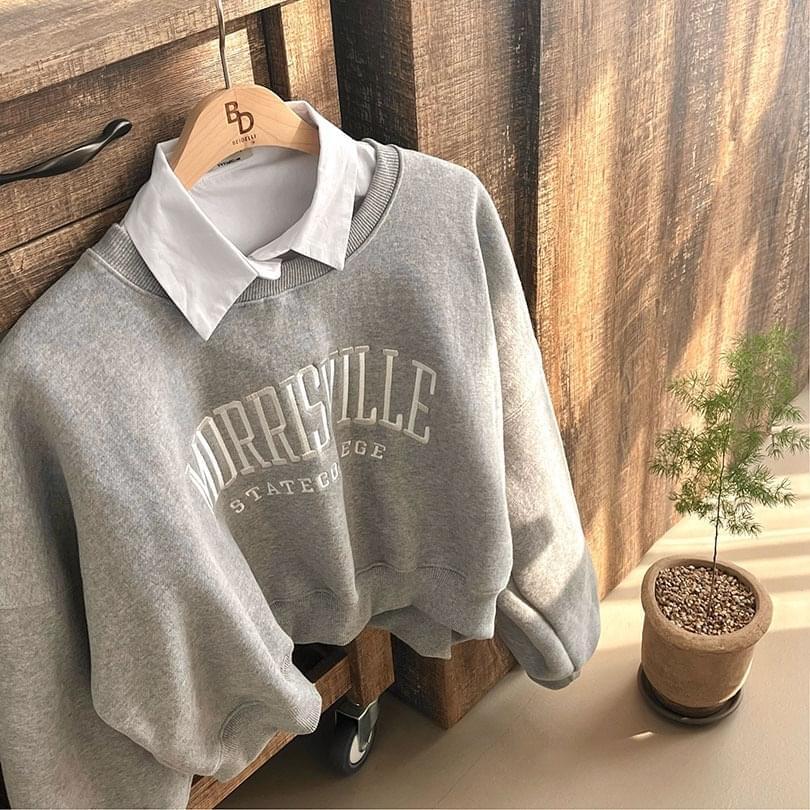 Abang Embroidery Sheepskin Brushed Sweatshirt (Ships Today)