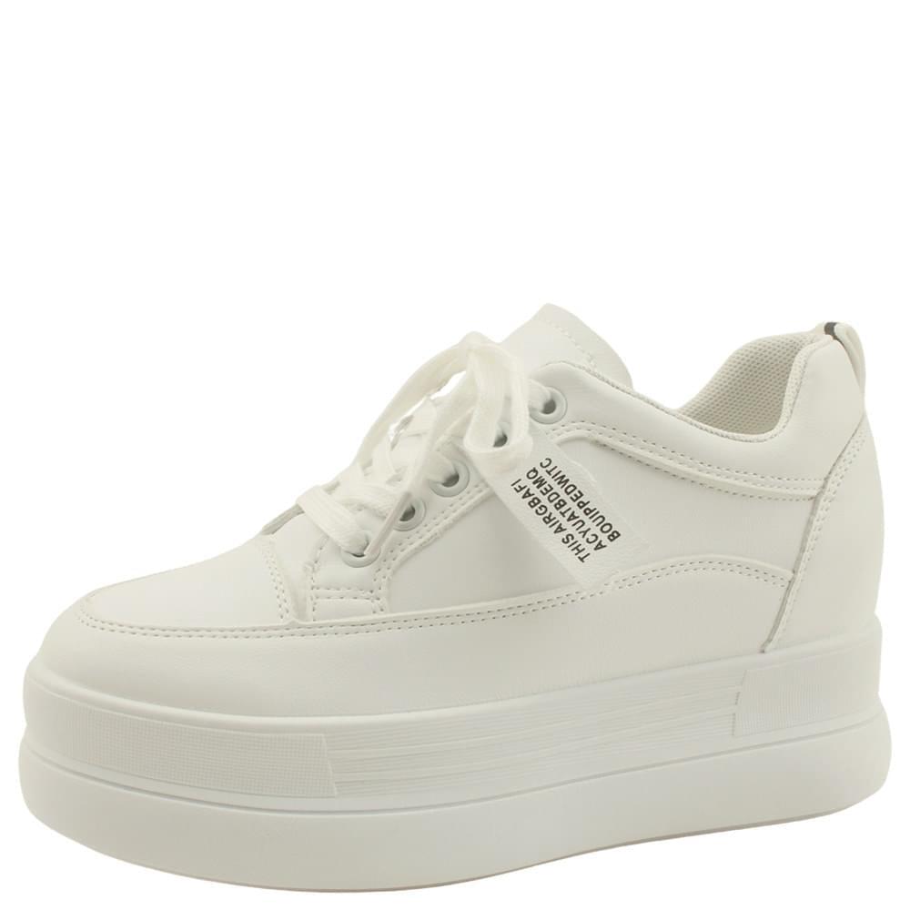 tall high heel sneakers 8cm white (Ships Today)
