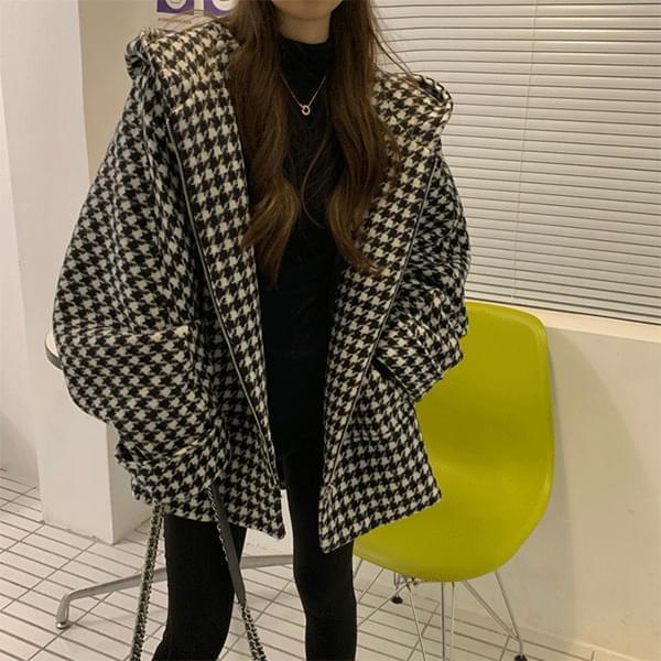 Cathound Check Hooded Jacket - jk6906 (Ships Today)