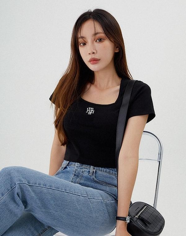Square Neck Cropped Short Sleeve T-Shirt (Ships Today)
