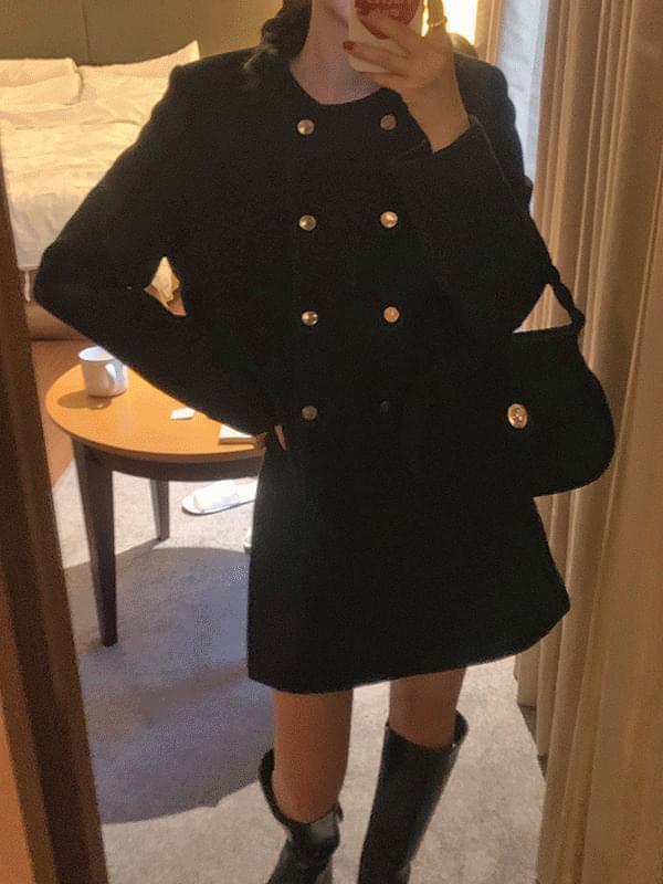December Double No Collar Winter Short Coat Jacket (Ships Today)