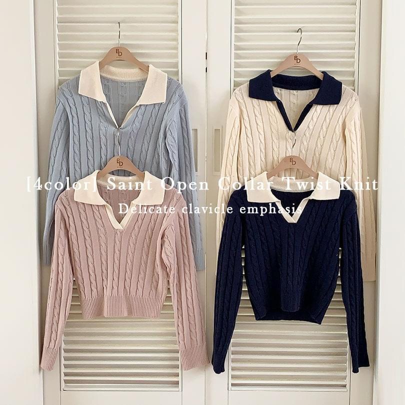Saint Open Collar Twist Knit (Ships Today)