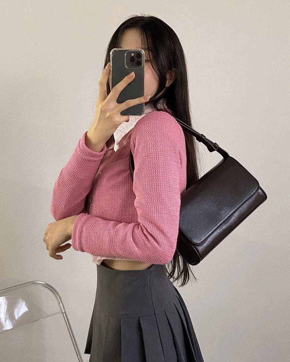 Mud Rectangular Leather Pocket Shoulder Crossbody Bag Bag