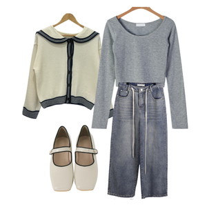 가디건&베스트,긴팔티,데님,일상룩 코디