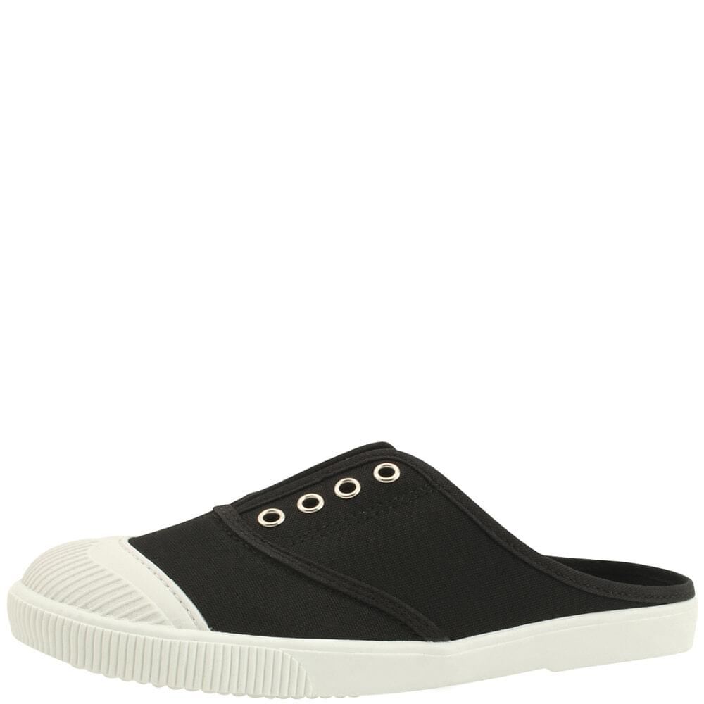 Slip-On Sneakers Canvas Shoes Flat Mule Slippers Black