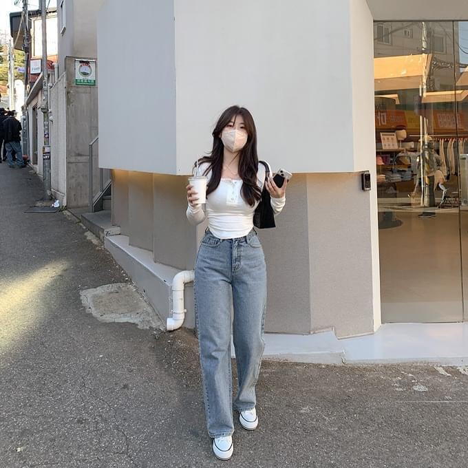 ] 155cm Daily Blues Wide Long Pants -1 color [Add length (Ships Today)
