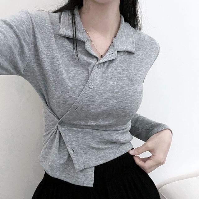 Karina Button Collar Crop Cardigan (Ships Today)