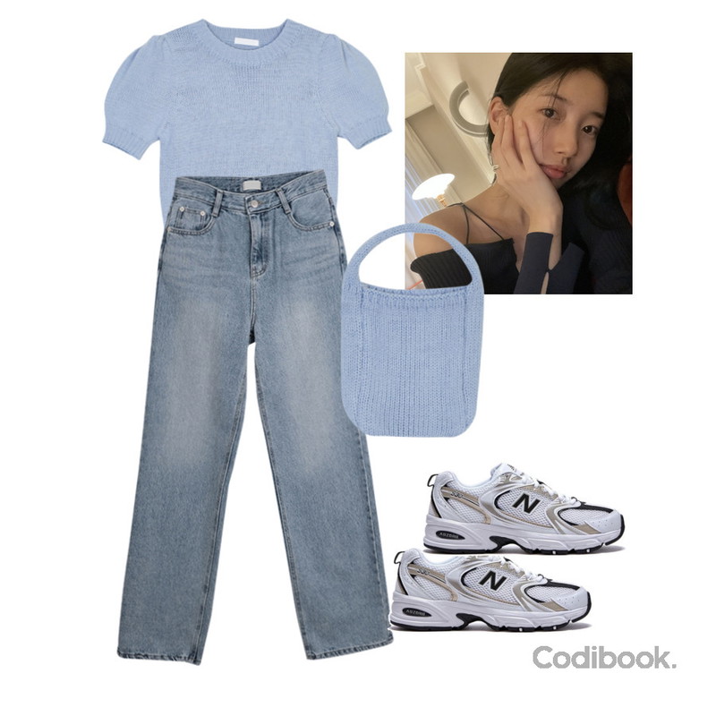 buttersoap 라이즈 데님 팬츠 (2color) - 캐주얼룩, 데일리룩, 데님룩,porterna 멜린 백 세트 스웨터,porterna 멜린 백 세트 스웨터등을 매치한 코디