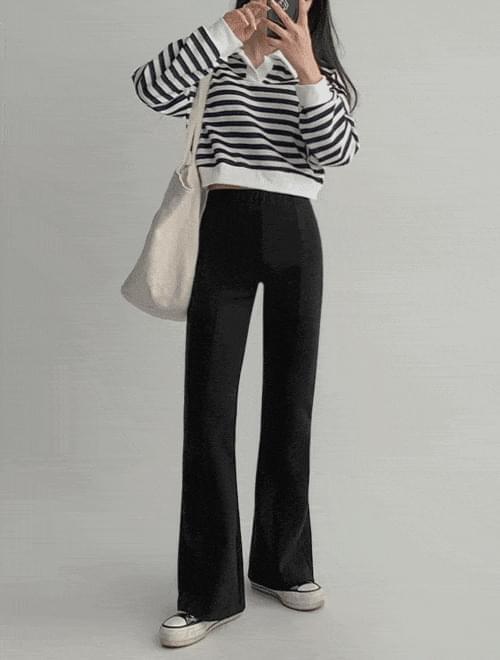Tan Slim Long Bootcut Banding Pants Flared (Ships Today)