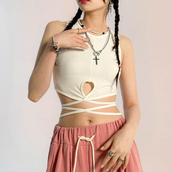 Strap Rivet Crop Sleeveless (Ships Today)
