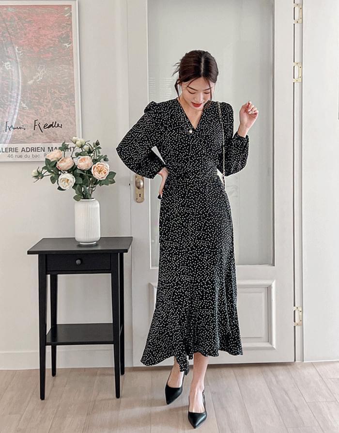 Long Wen Dot Dress (Ships Today)