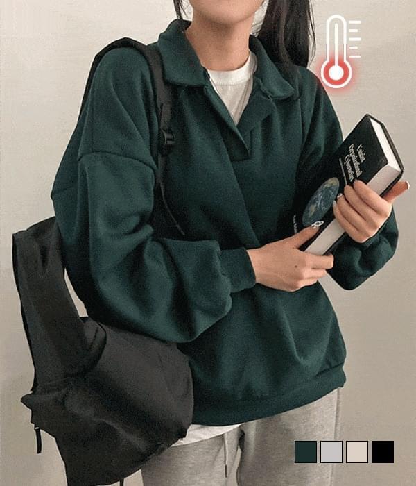 Kiko Muji Open Collar Loose-fit Fleece-lined Sweatshirt (Ships Today)