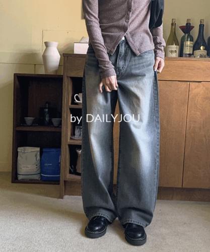 Seto Vintage Faded Raw Denim Wide Pants (Ships Today)