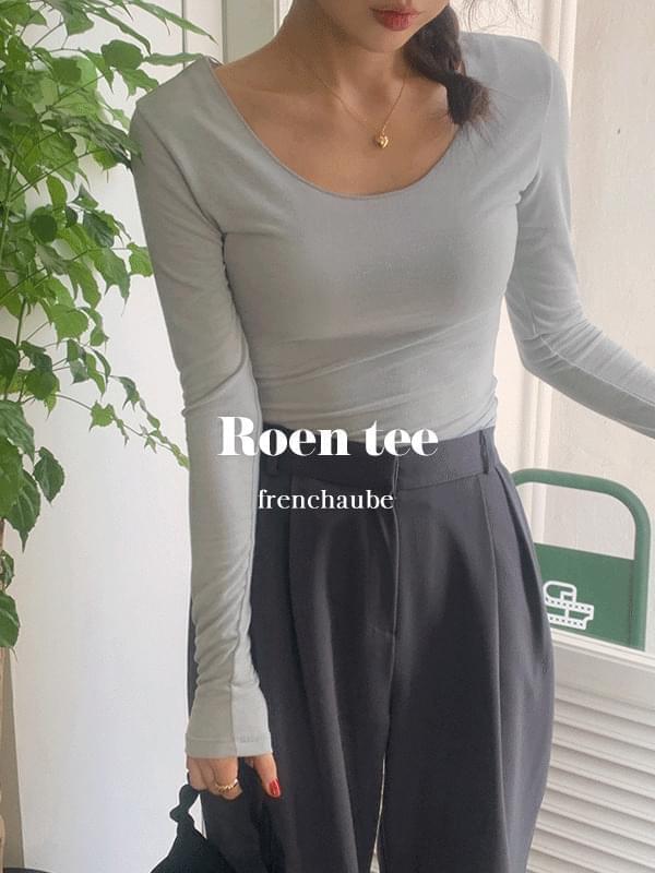 Loen Deep U Neck Spring Slim Long Sleeve T-shirt (Ships Today)