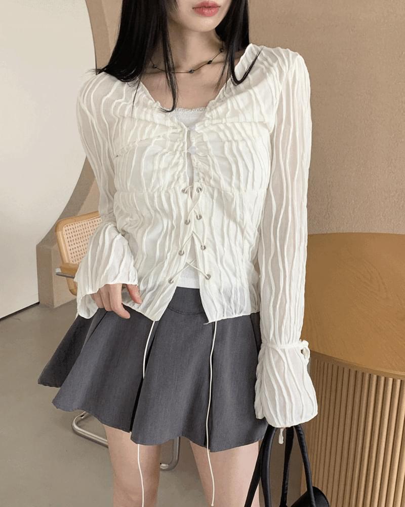 Blisha button corset-strap blouse (Ships Today)