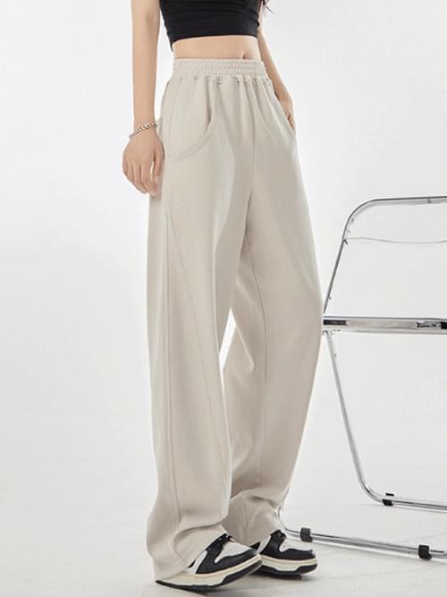 Diagonal Split Wide Banding Pants P#YW048 (Ships Today)
