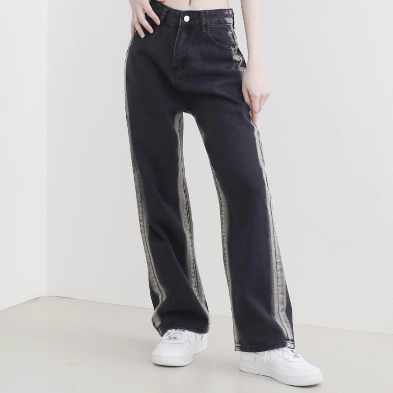 Rank side Faded denim pants