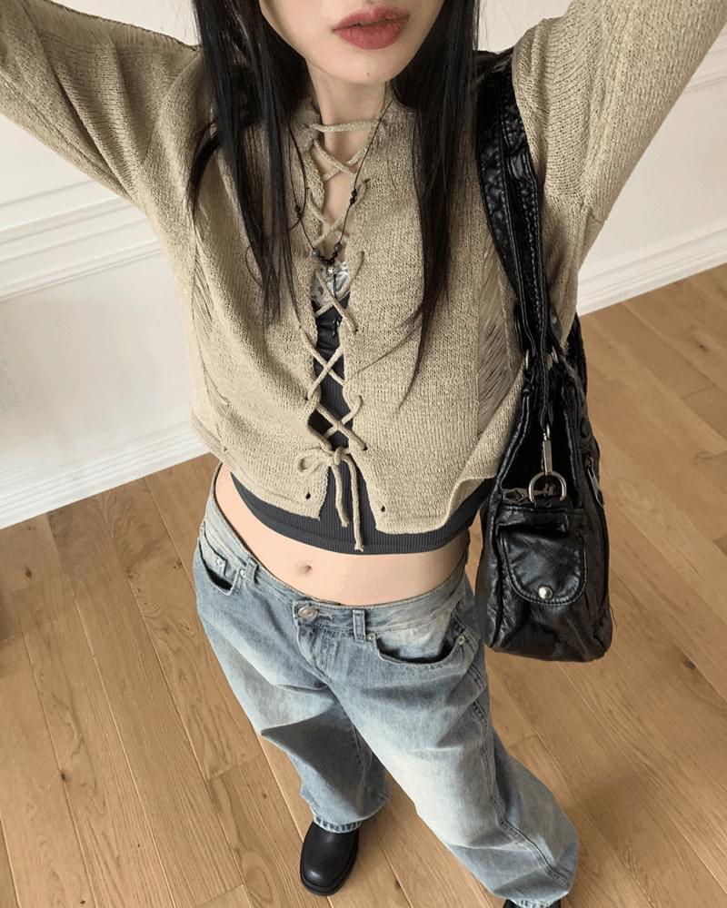 Flopper Strap Damage Crop Knitwear (Ships Today)