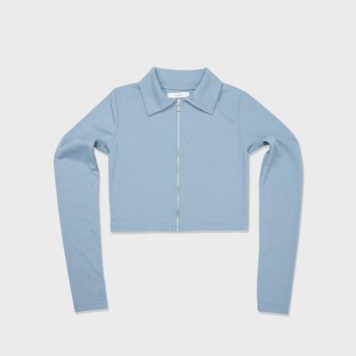 Ribbed cropped zip-up