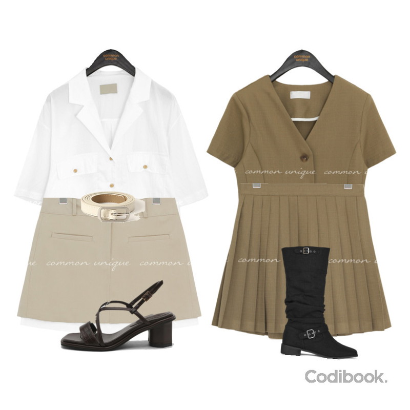 sappun 모아인 스트랩 샌들힐 (5cm),common unique 보누 실버 스퀘어 프레임 벨트,porterna 슈아 버클 린넨 부츠등을 매치한 코디
