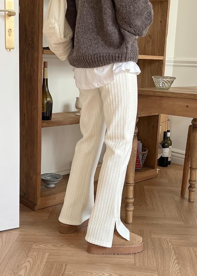 By Fleece-lined Flared pants with waist banding and stretchy texture, comfortable to wear (Ships Today)