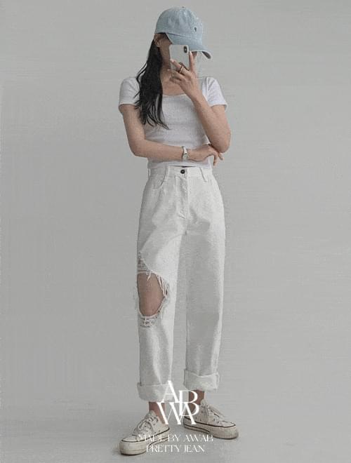 (예쁘진)코튼구제와이드팬츠 -좁은밴딩/1color/4size