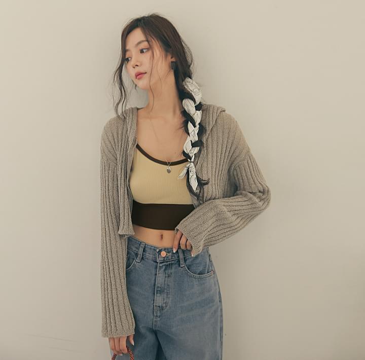Cropped Zip Up Knit Hoodie (Ships Today)