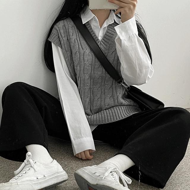 박시꽈배기니트조끼 (6color)남녀공용