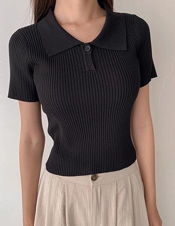 One Button 3 Crop Ribbed Knitwear