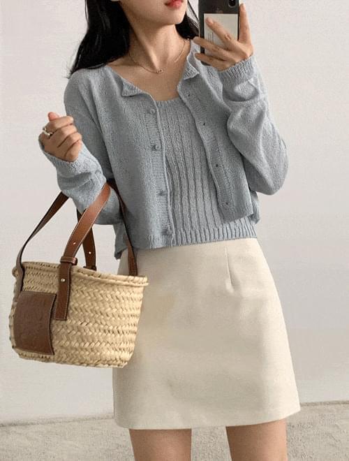Elver Cardigan Set - Sleeveless + Cardigan set/4color (Ships Today)