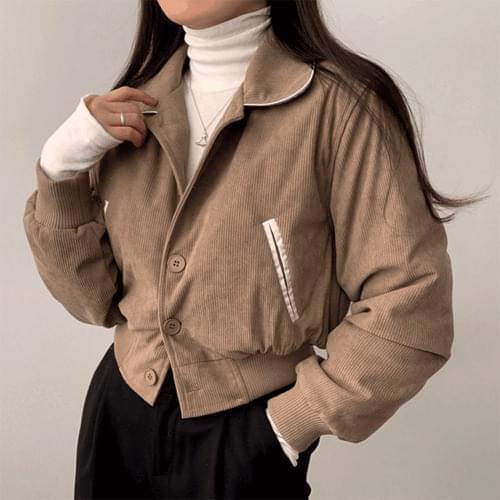 Anime mood corduroy color matching cropped short jacket (Ships Today)