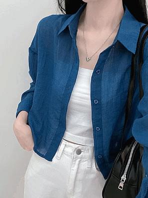 시스루거즈크롭셔츠남방