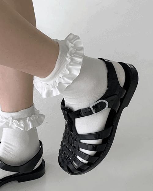 Topu ruffle lace cotton ankle socks