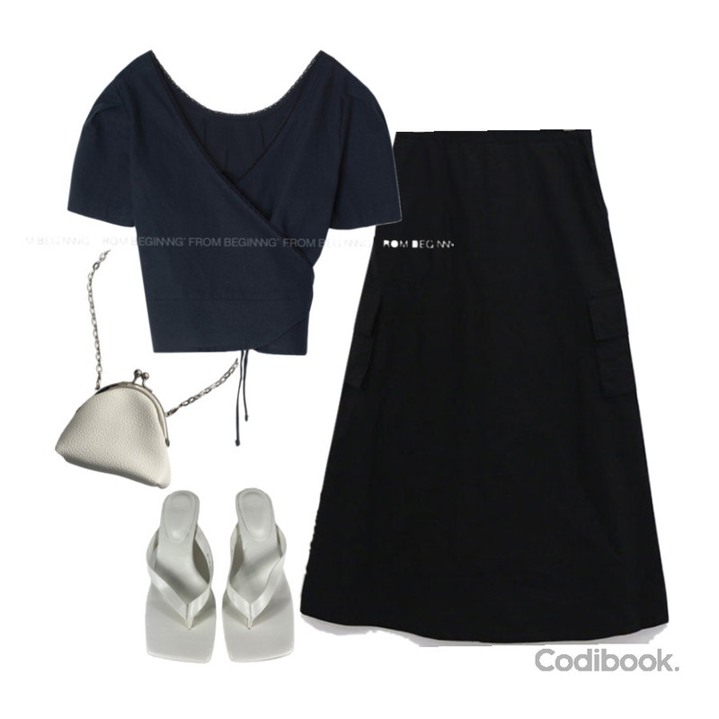 heyrozy bunk - 스퀘어쪼리힐shoes,DAILYJOU 듀크 뒷밴딩 카고 롱 스커트(여름신상) - 3 color,DAILYJOU 꾸띠 미니 복조리 크로스백(미니멀, 포인트아이템) - 3 color등을 매치한 코디