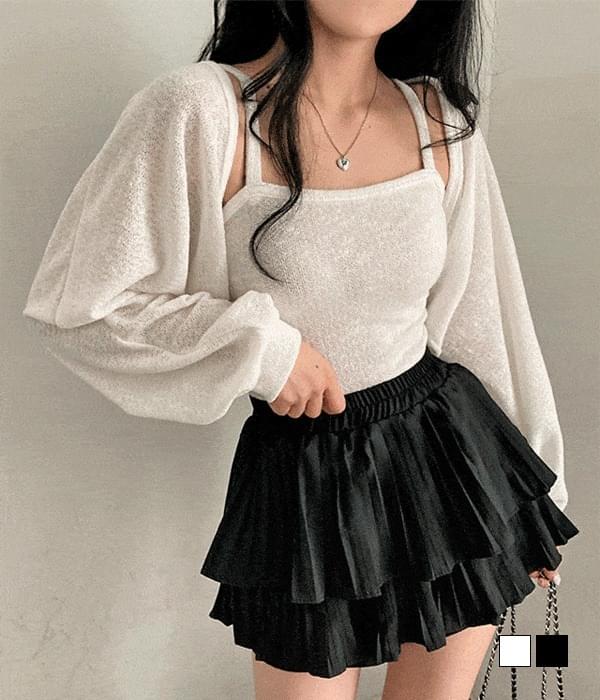 夏の日差しは、シンプルデールーズスリーブレスナシボレロツーピースセット