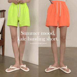 Summer mood, kale rustling banding nylon shorts