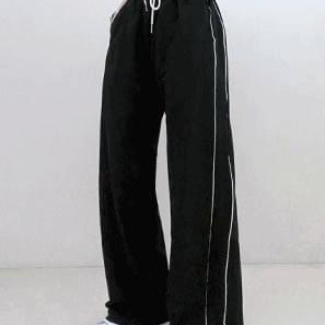 Line two way nylon wide pants