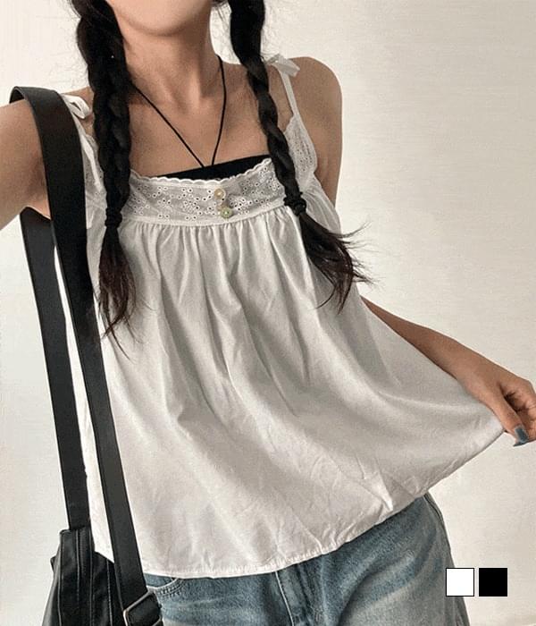 Salt Lace Button Bustier Sleeveless Blouse