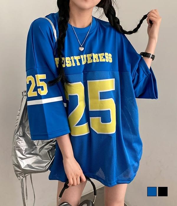 アテンションデー、y2kメッシュスポーティジャージルーズフィット男女共用半袖Tシャツ