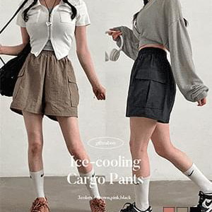 Cool even in the rainy season, Eri Ice Cooling 3-part cargo pocket shorts short pants